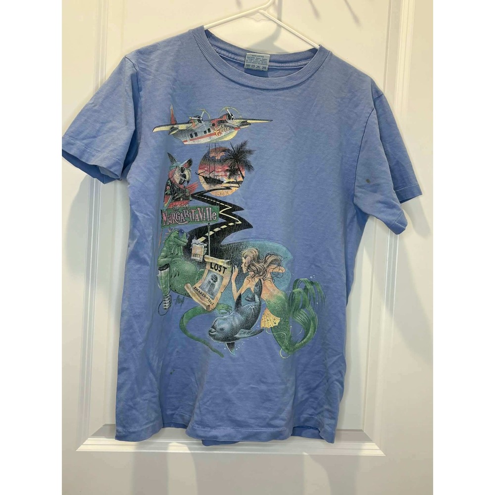 Margaritaville Caribbean Soul 10 Years Graphic T-Shirt Blue Vintage Mens Small